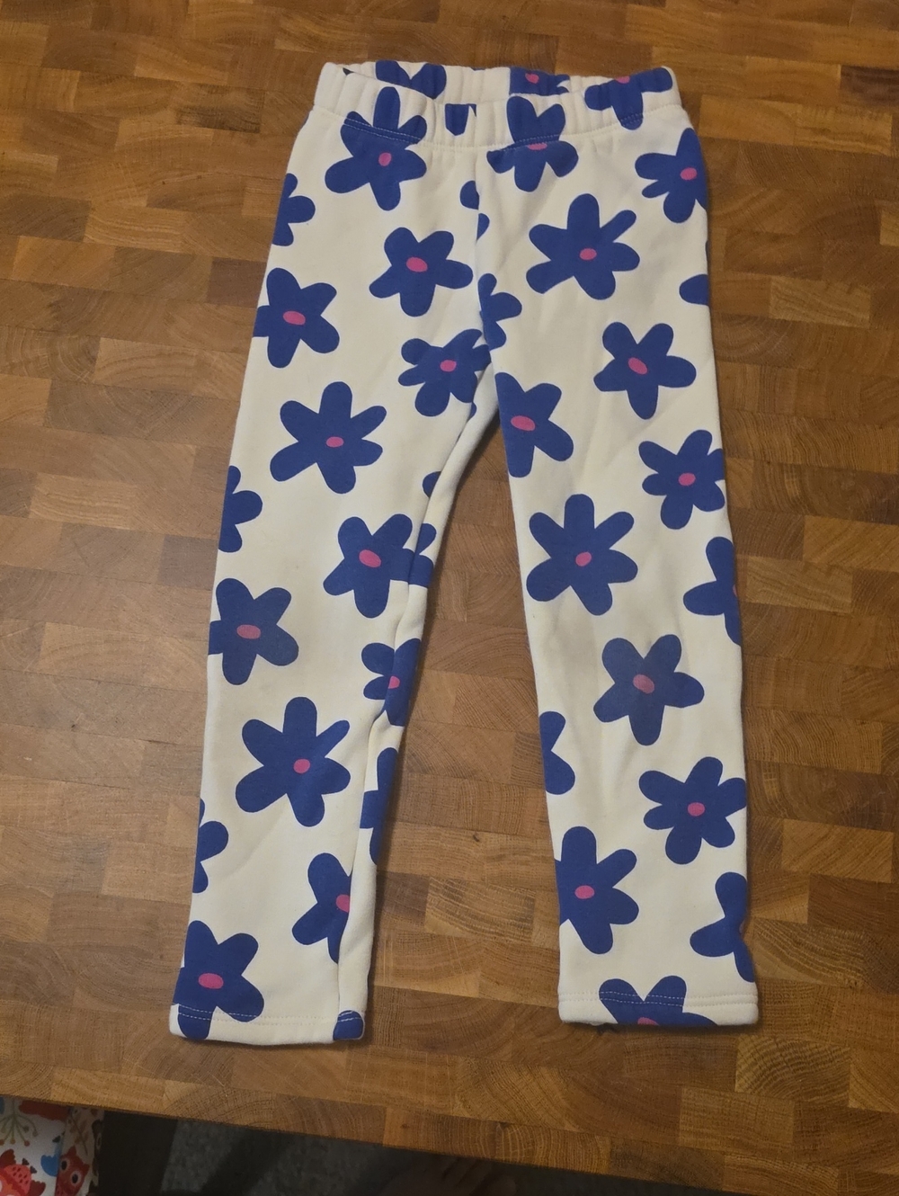 10 / $10 GAP Kids Floral Leggings - Blue Flowers with Pink Centers on White